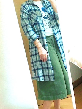 「AS KNOW AS plus（アズノゥアズプラス）のアイテム（シャツワンピース）」を使った、あかりんさん（レディース・150cm）の秋コーディネート