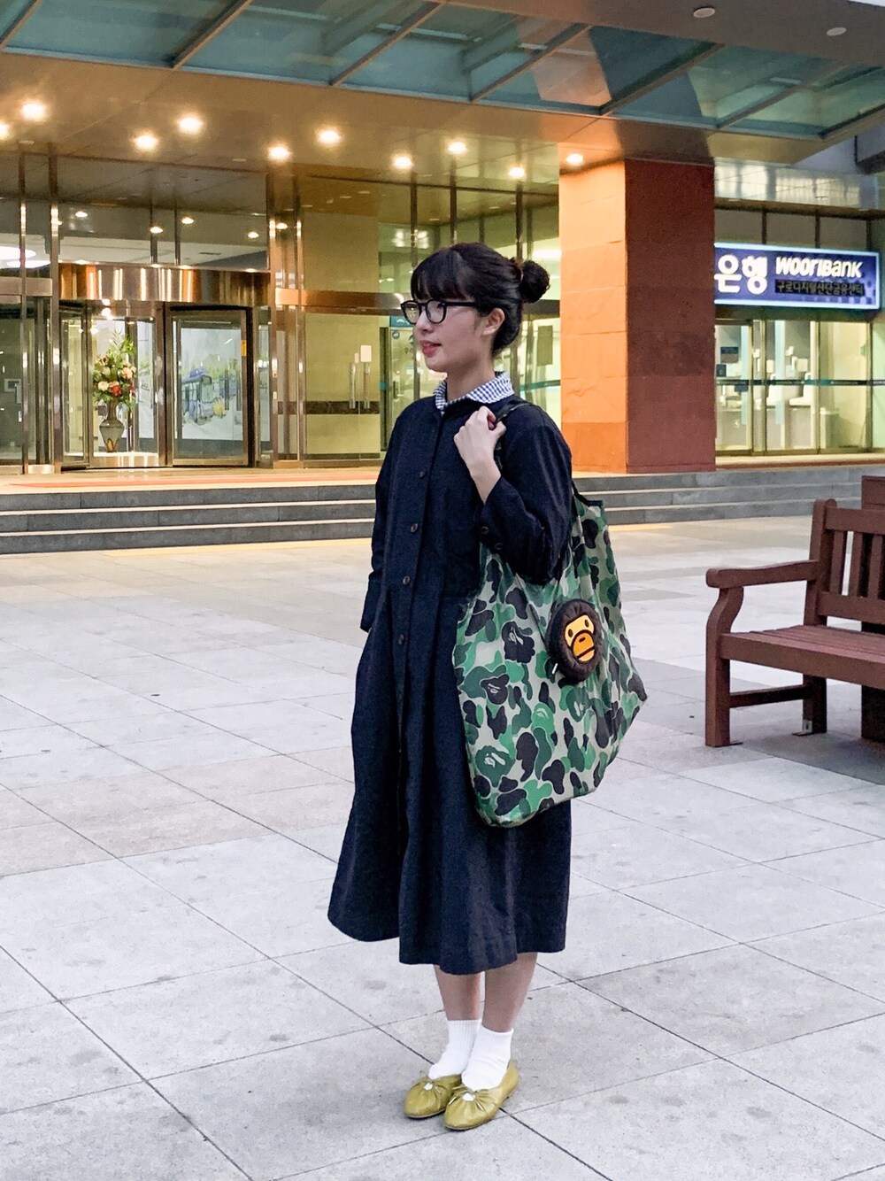 「niko and ...、MARGARET HOWEEL、Danton、Bape」｜「MARGARET HOWELLのアイテム（ワンピース/ドレス、ブルー系）」を使った、💜songhwa 🇰🇷💜さん（レディース・157cm）の春コーディネートの1枚目の写真