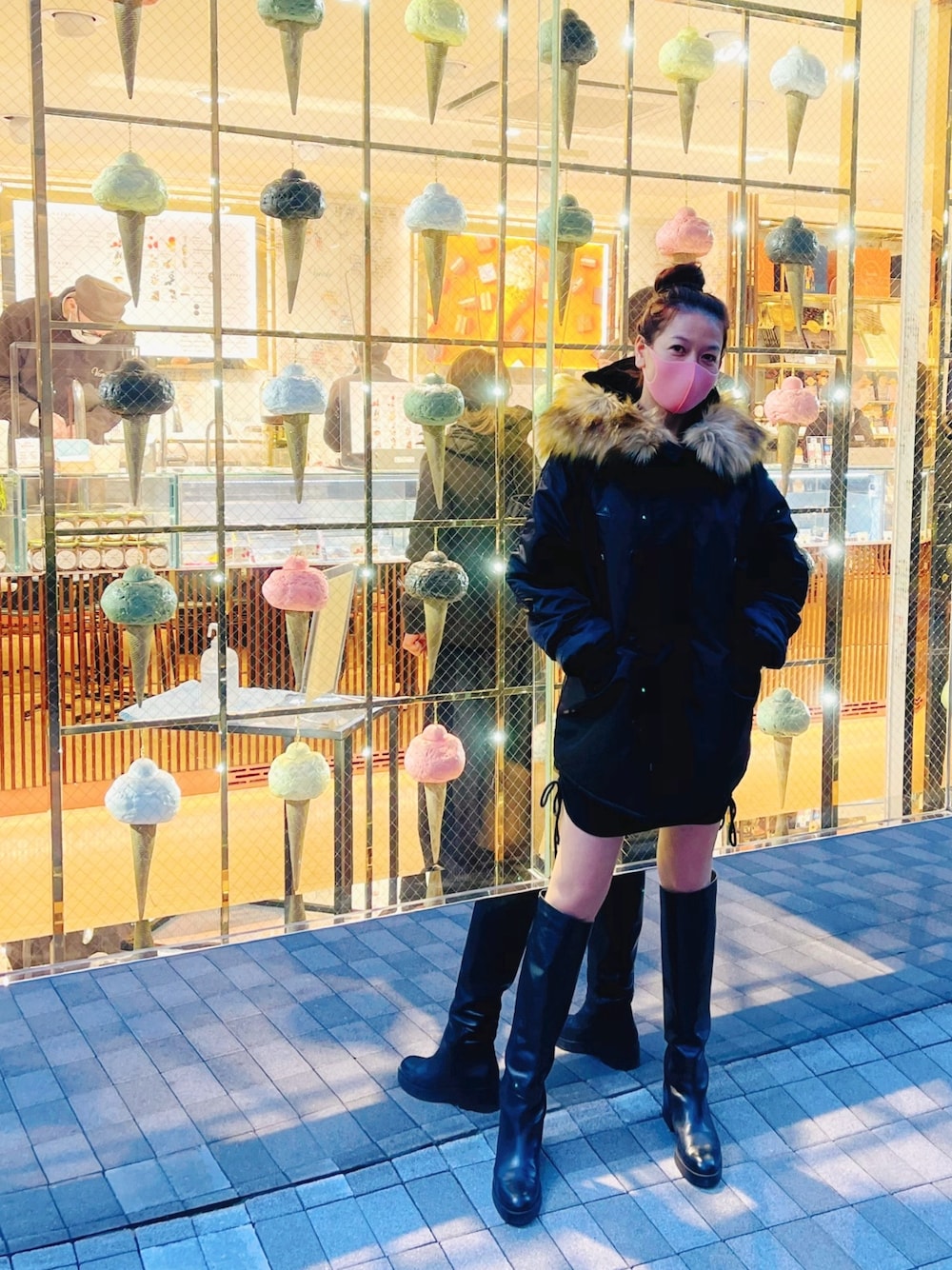 「winter」｜「BLACK BY MOUSSYのアイテム（ダウンジャケット/コート、ブラック系）」を使った、jeena898さん（レディース・163cm）の冬コーディネートの1枚目の写真