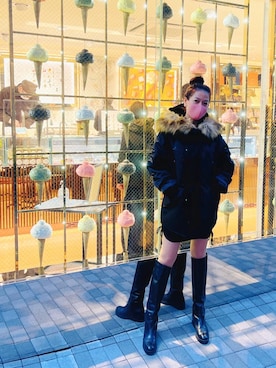 「BLACK BY MOUSSY（ブラックバイマウジー）のアイテム（ジャケット/アウター）」を使った、jeena898さん（レディース・163cm）の冬コーディネート