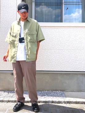 「THE NORTH FACE（ザノースフェイス）のアイテム（コインケース）」を使った、りゅういち先生さん（メンズ・178cm）の夏コーディネート