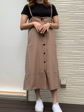 「Honeys」｜「アイテム（ジャンパースカート）」を使った、こまさん（レディース・157cm）の秋コーディネート