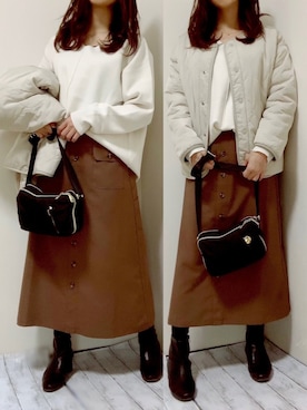 「Honeys」｜「アイテム（ブルゾン）」を使った、こまさん（レディース・157cm）の冬コーディネート