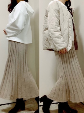 「ドライスウェットプルパーカー」｜こまさん（レディース・157cm）の冬コーディネート