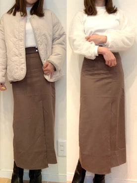 「オーガンジー」｜「アイテム（ブルゾン）」を使った、こまさん（レディース・157cm）の冬コーディネート