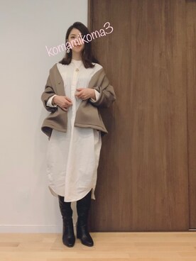 「Honeys」｜「アイテム（シャツワンピース）」を使った、こまさん（レディース・157cm）の冬コーディネート