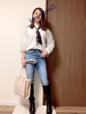 「オーガンジー」｜「アイテム（ブーツ）」を使った、こまさん（レディース・157cm）の冬コーディネート