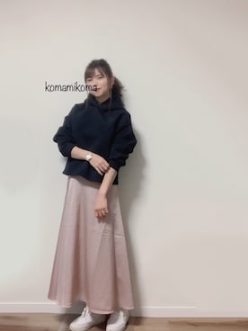 「ドライスウェットプルパーカー」｜こまさん（レディース・157cm）の冬コーディネート
