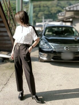 「アイテム（スラックス）」を使った、Saeさん（レディース・158cm・30代）の夏コーディネート