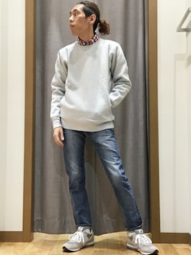 「RED CARD TOKYO（レッドカード）のRED CARD: SHIPS別注 ジャストレングス仕様 スリムテーパードデニム "RHYTHM"■（デニムパンツ）」を使った、吉川さん（メンズ・172cm）の秋コーディネート