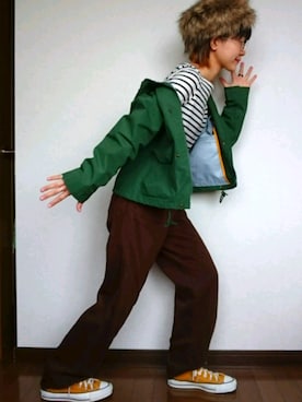 「niko and...（ニコアンド）のアイテム（ナイロンジャケット）」を使った、きよしさん（レディース・152cm）の冬コーディネート