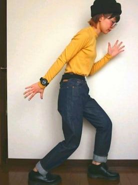 「ドラフトリーバイス」｜「アイテム（アナログ腕時計）」を使った、きよしさん（レディース・152cm）の冬コーディネート