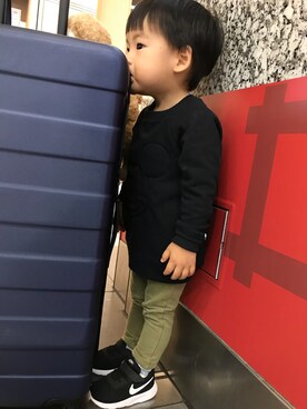 「H&M（エイチ・アンド・エム）のアイテム（スウェット、ブラック系）」を使った、りりりさん（レディース・159cm）の秋コーディネート