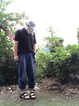 「お買い物」｜「アイテム（キャップ）」を使った、mio*さん（レディース・158cm）の夏コーディネート