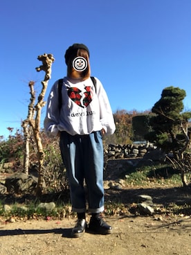 「Deviluse（Deviluse）のアイテム（スウェット）」を使った、mio*さん（レディース・158cm）の冬コーディネート