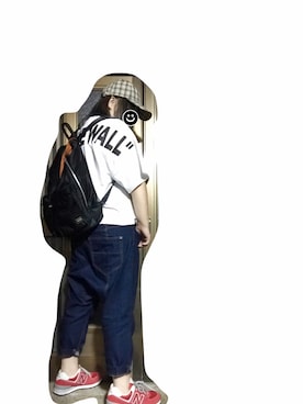「うしろ姿」｜「アイテム（帽子）」を使った、mio*さん（レディース・159cm）の夏コーディネート