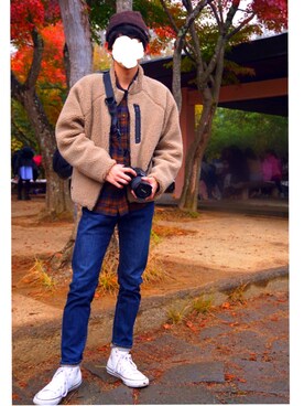「チャイハネ（チャイハネ）のアイテム（ニットキャップ/ビーニー）」を使った、sakuさん（メンズ・174cm）の秋コーディネート