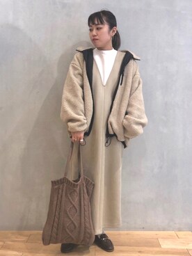 「オーバーコート」｜「アイテム（ブルゾン）」を使った、mizuna_enamiさん（レディース・155cm）の秋コーディネート