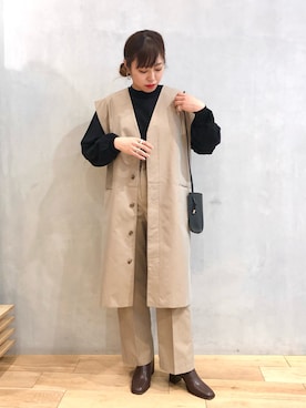 「SMELLY（スメリー）のアイテム（ショルダーバッグ）」を使った、mizuna_enamiさん（レディース・155cm）の冬コーディネート