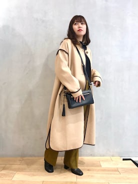 「パイピングコート」｜「アイテム（その他シューズ）」を使った、mizuna_enamiさん（レディース・155cm）の冬コーディネート