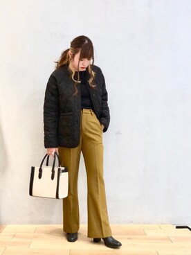 「SENSE OF PLACE by URBAN RESEARCH（センスオブプレイスバイアーバンリサーチ）のアイテム（ノーカラージャケット）」を使った、mizuna_enamiさん（レディース・155cm）の冬コーディネート