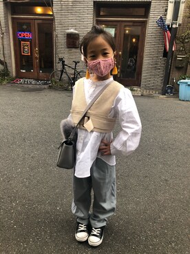 「BRANSHES（ブランシェス）のアイテム（パンツ）」を使った、しーちゃんさん（レディース・158cm）の秋コーディネート
