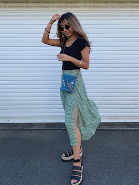 「H&M（エイチ・アンド・エム）のアイテム（サングラス）」を使った、𝐬.𝐬𝐧𝐚𝐩 さん（レディース・157cm）の夏コーディネート