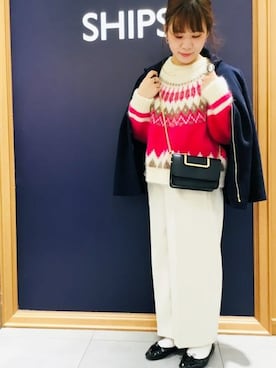 「SHIPS（シップス）のアイテム（その他アウター）」を使った、坂井さん（レディース・156cm）の冬コーディネート