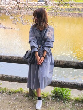 「CECIL McBEE（セシルマクビー）のアイテム（シャツワンピース）」を使った、hiyoriさん（レディース・158cm）の春コーディネート