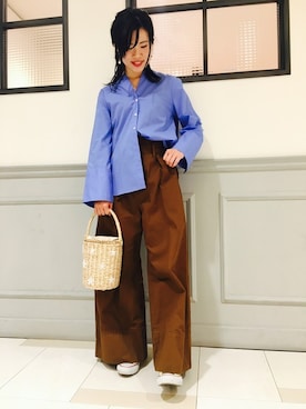 「アイテム（チノパンツ）」を使った、ねだこさん（レディース・155cm）の冬コーディネート