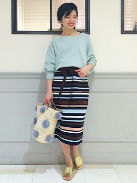 「アイテム（かごバッグ、グレー系）」を使った、ねだこさん（レディース・155cm）の冬コーディネート