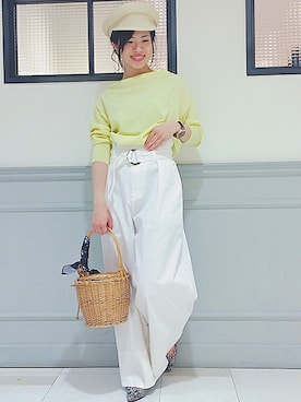 「アイテム（チノパンツ）」を使った、ねだこさん（レディース・155cm）の春コーディネート