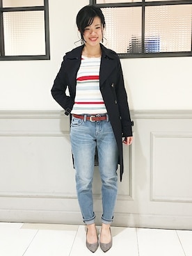 「アイテム（トレンチコート）」を使った、ねだこさん（レディース・155cm）の春コーディネート