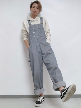 「Right-on」｜「アイテム（サロペット/オーバーオール）」を使った、RE-JI        さん（メンズ・174cm）の秋コーディネート