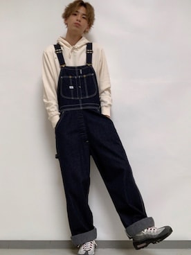 「Right-on」｜「アイテム（サロペット/オーバーオール）」を使った、RE-JI        さん（メンズ・174cm）の秋コーディネート