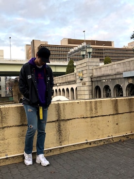 「SUPREME BEING（シュプリーム　ビ-イング）のアイテム」を使った、カメカメさん（メンズ・183cm）の冬コーディネート