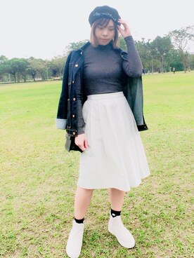「MONKI（モンキ）のアイテム（レッグウェア）」を使った、JNさん（レディース・163cm）の春コーディネート