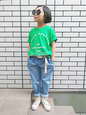 「アイテム（福袋/福箱、パープル系）」を使った、きゃなこさん（キッズ・123cm）の夏コーディネート