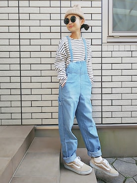 「PAR ICI（パーリッシィ）のアイテム（オールインワン・サロペット）」を使った、きゃなこさん（キッズ・150cm）の春コーディネート