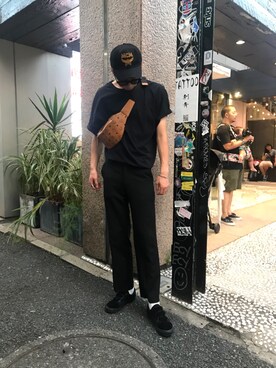 「MCM（エムシーエム）のアイテム（キャップ）」を使った、HIROさん（メンズ・183cm）の夏コーディネート