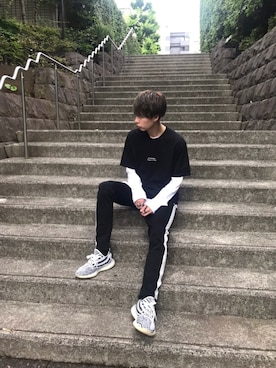 「WARP（ワープ）のアイテム（トップス）」を使った、HIROさん（メンズ・183cm）の夏コーディネート