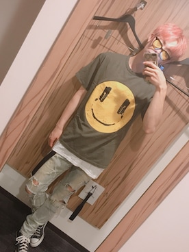 「WARP（ワープ）のアイテム（トップス）」を使った、HIROさん（メンズ・184cm）の夏コーディネート