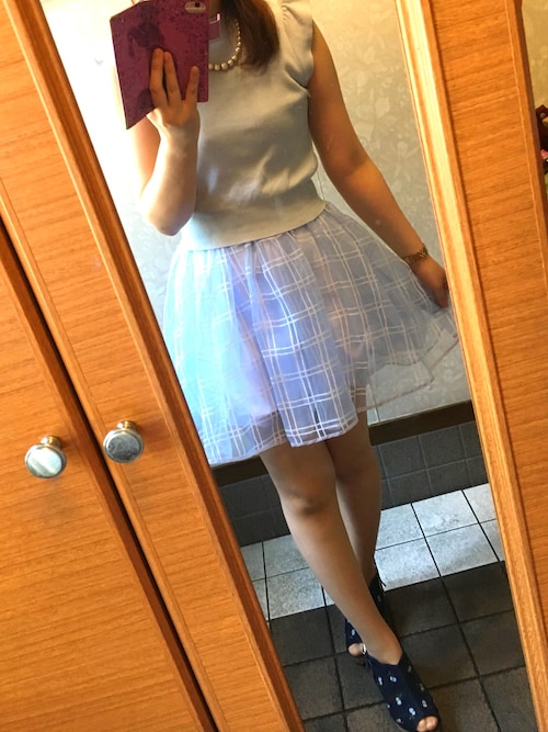 SNIDEL チェックオーガンジーコンビニットワンピース SNIDEL（スナイデル）の「チェックオーガンジーコンビニット