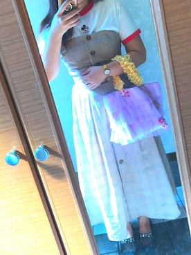 「ミッキーT」｜「アイテム（スリッポン）」を使った、にゃんちゆさん（レディース・162cm）の夏コーディネート