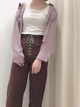 「アイテム（シャツ/ブラウス、ピンク系）」を使った、NOZOMIさん（レディース・164cm）の夏コーディネート