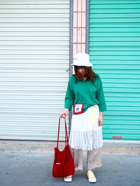 「WU-TANG（ウータン）のアイテム」を使った、Elevenさん（レディース・156cm）の春コーディネート