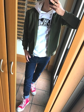 「CIAOPANIC TYPY（チャオパニックティピー）のアイテム（MA-1）」を使った、なべぞうさん（メンズ・170cm）の春コーディネート