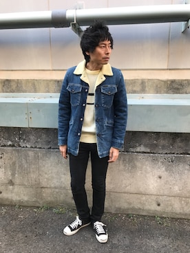 「ランチコート」｜「アイテム（デニムジャケット）」を使った、Tsutomu Echizenさん（メンズ・172cm）の冬コーディネート