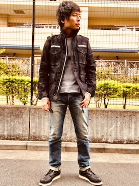 「スター」｜「アイテム（ジャケット/アウター）」を使った、Tsutomu Echizenさん（メンズ・172cm）の春コーディネート