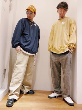「JERZEES（ジャージーズ）のアイテム（スウェット）」を使った、higucciさん（メンズ・175cm）の冬コーディネート
